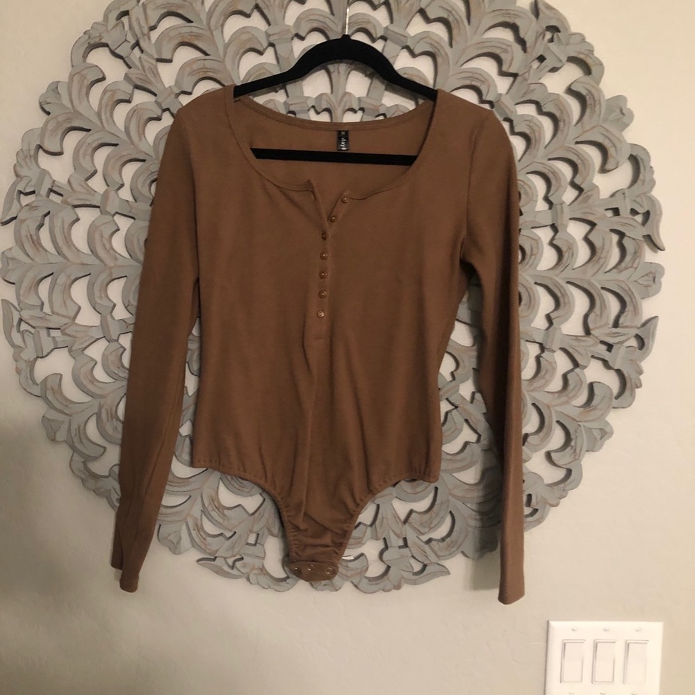 Tan Henley Bodysuit